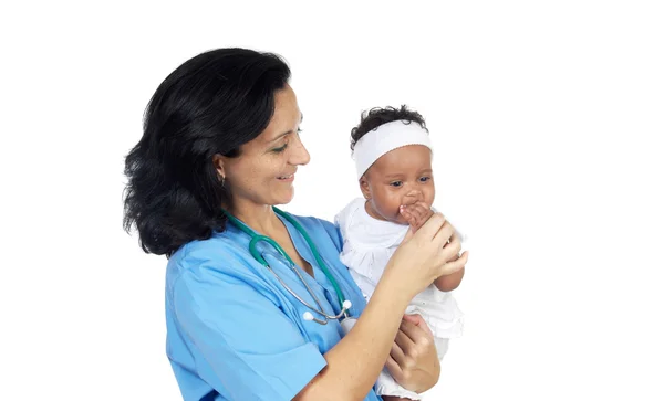 Медсестра с младенцем — стоковое фото