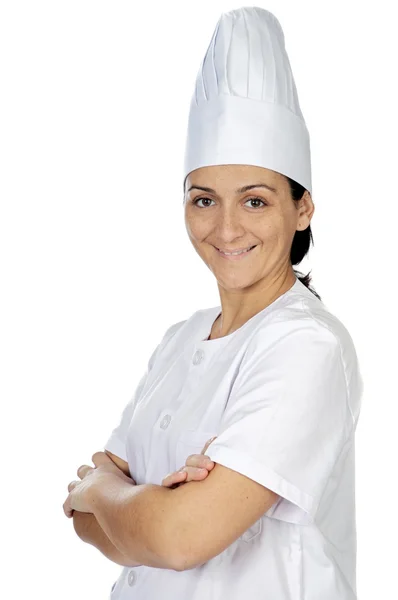 Feliz mulher cozinheira atraente — Fotografia de Stock