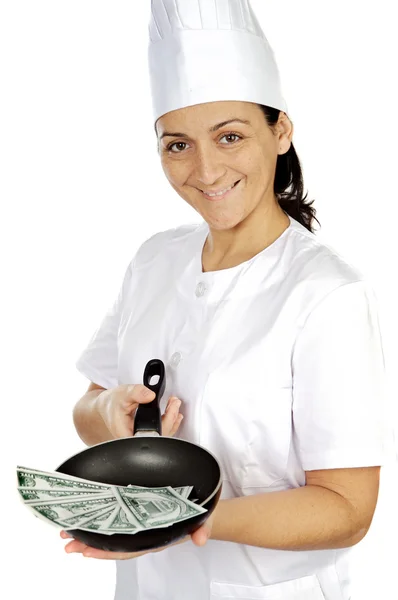 快乐有吸引力厨师的女人 — 图库照片
