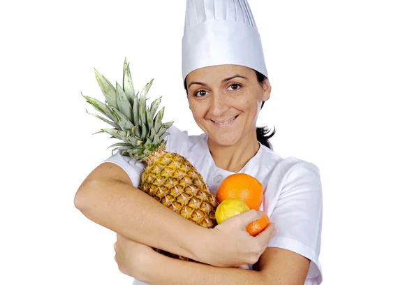 Mujer cocinera atractiva feliz —  Fotos de Stock