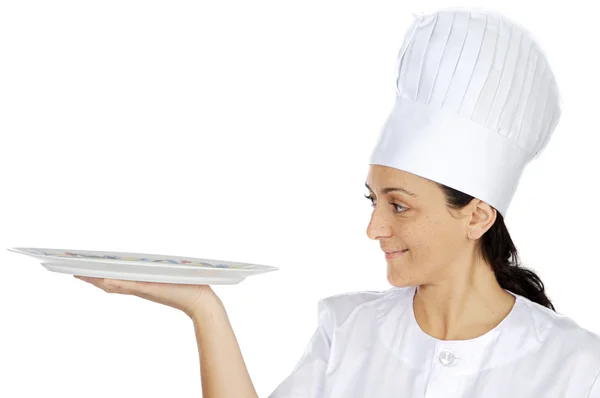 Mujer cocinera atractiva feliz — Foto de Stock