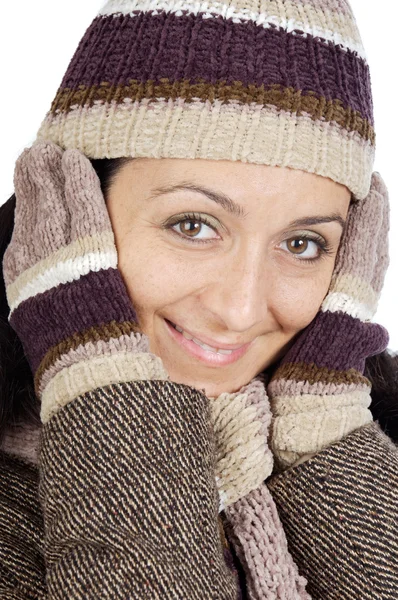 Atrakcyjny dama chronionej na zimę — Zdjęcie stockowe