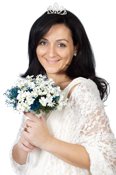 Aantrekkelijke bruid dragen witte jurk — Stockfoto