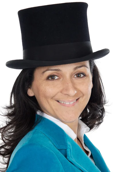 Vonzó üzleti nő kalapban — Stock Fotó