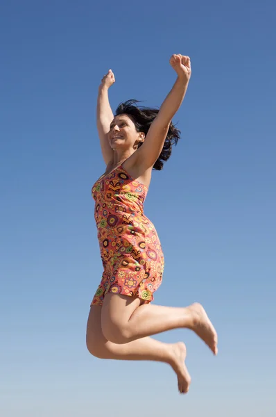 Beautiful girl jumping — Stock Photo, Image