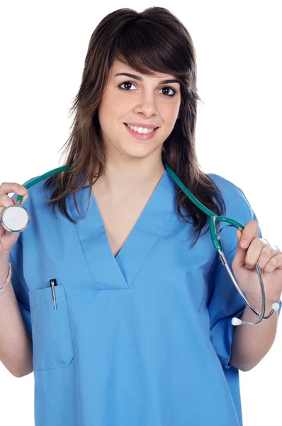 Meisje arts met een stethoscoop — Stockfoto