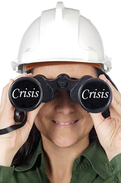 Woman watching the crisis — Stock Photo, Image