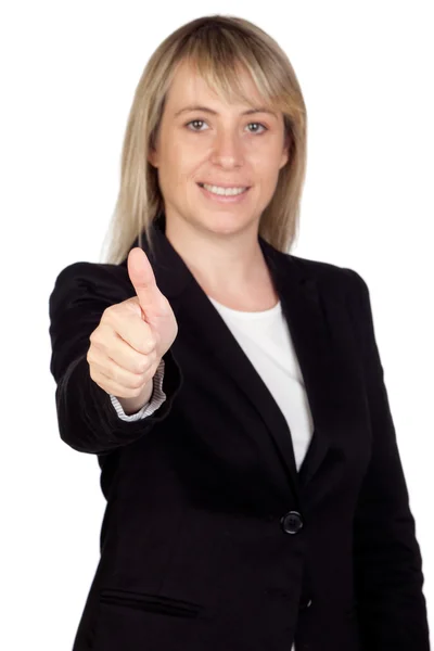 Blonde businesswoman (With a focus on the finger) Stock Picture