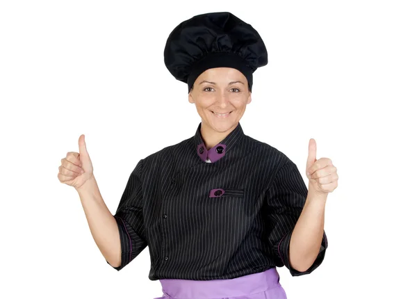 Pretty cook woman saying OK Royalty Free Stock Photos