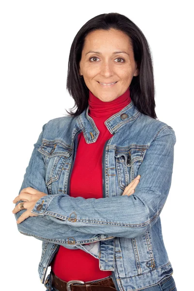 Adorable woman with denim jacket Royalty Free Stock Photos