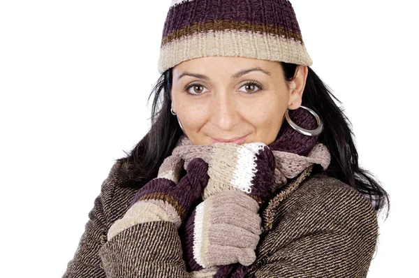 Attractive lady sheltered for the winter Stock Photo