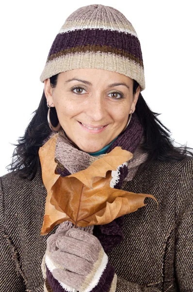 Attractive lady sheltered for the winter Stock Image