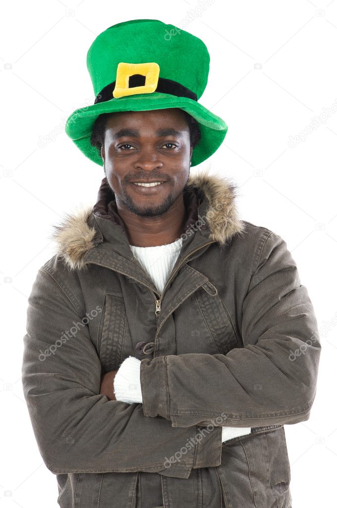 African American with saint patricks hat