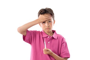 sevimli çocuk whit termometre