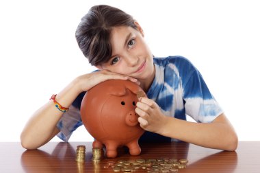 Girl whit money box clipart