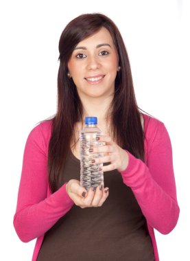 Beautiful brunette girl with water bottle clipart