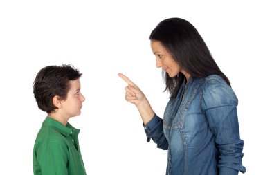 Mother scolding her son clipart