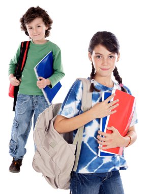 Two smalls students clipart