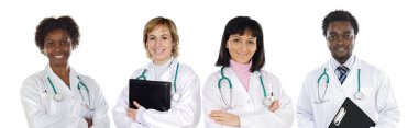 Medical team of four doctors clipart