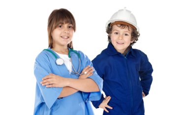 Future workers isolated over white. clipart