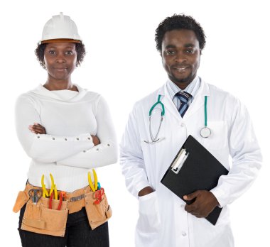 African americans doctor and engineer clipart