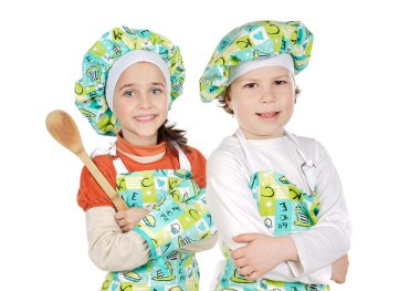 Children learning to cook clipart