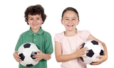 iki sevimli çocuk futbol topları