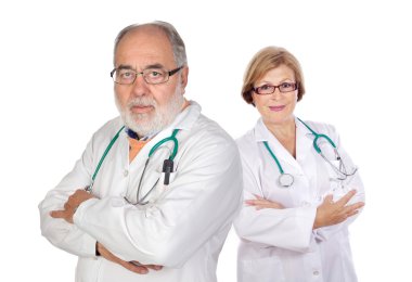 Seniors couple doctors clipart