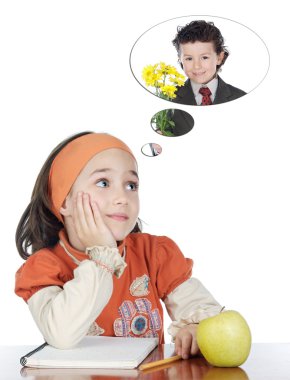 Girl studying enamored clipart