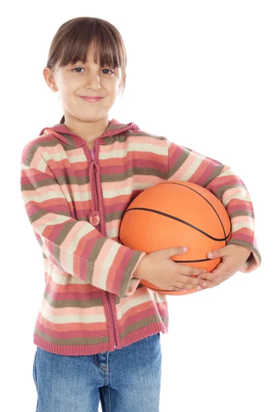 Chica whit ball de baloncesto —  Fotos de Stock