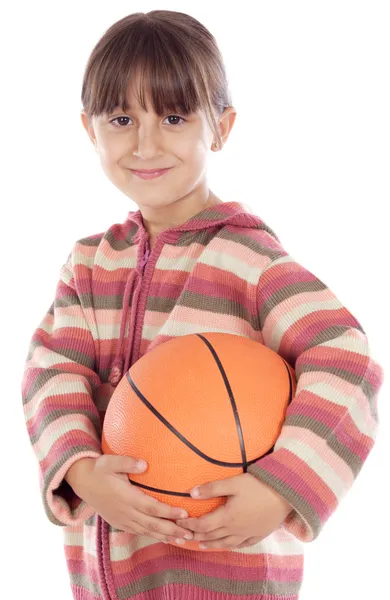 Lány fikarcnyi labda a kosárlabda — Stock Fotó