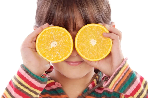 Girl with oranges — Stock Photo, Image