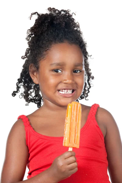 儿童女孩吃冰淇淋 — 图库照片