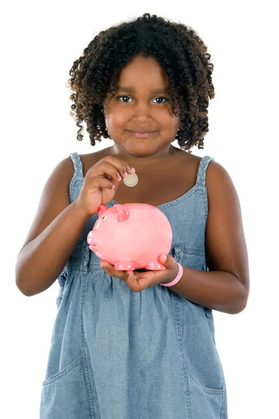 Girl whit money box — Stock Photo, Image