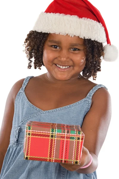 Krásná dívka s kloboukem santa Claus — Stock fotografie