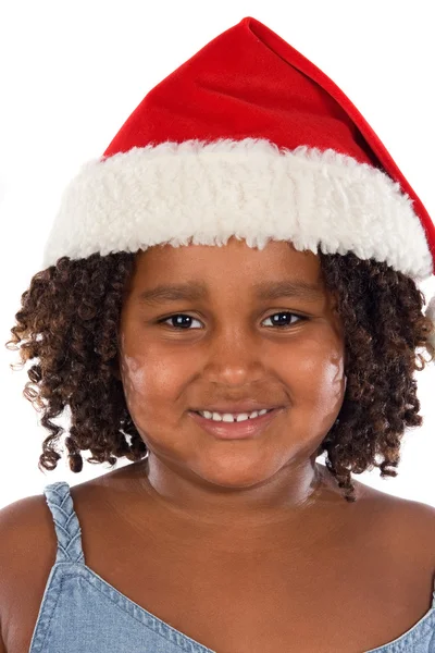 Menina bonita com chapéu de Papai Noel — Fotografia de Stock