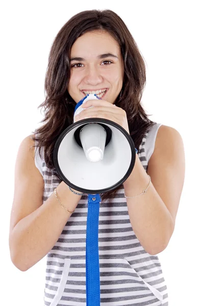 Adolescente con megafono — Foto Stock