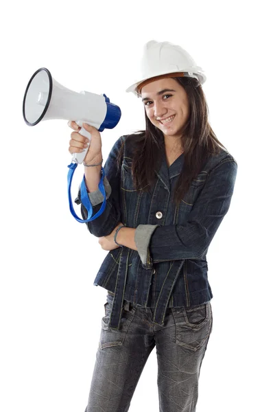 Teenager with megaphone — Stock Photo, Image