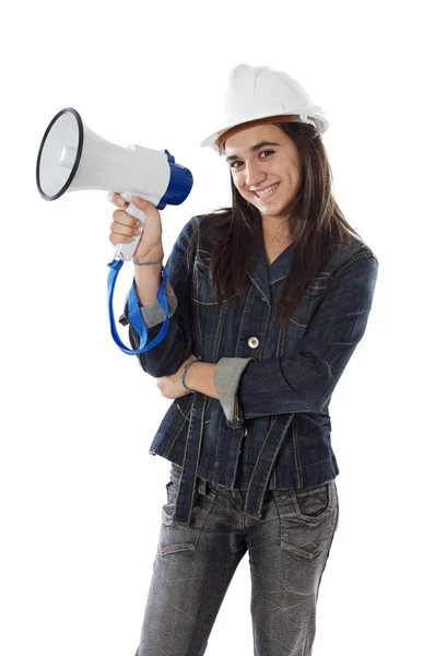 Adolescente con megáfono — Foto de Stock