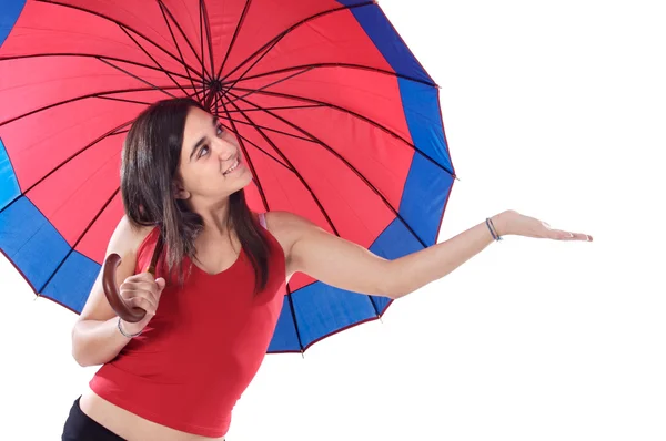 Vonzó nő fikarcnyi esernyő — Stock Fotó