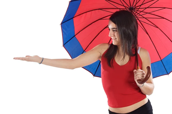Attraktiv kvinna whit paraply — Stockfoto