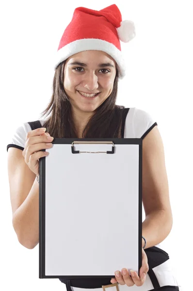 Girl with Santa Claus hat — Stock Photo, Image