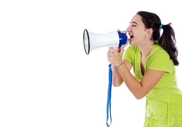 Adolescent with megaphone — Stock Photo, Image