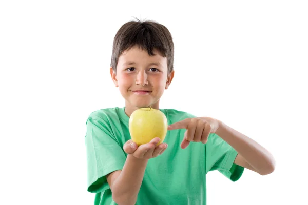 Enfant manger une pomme — Photo
