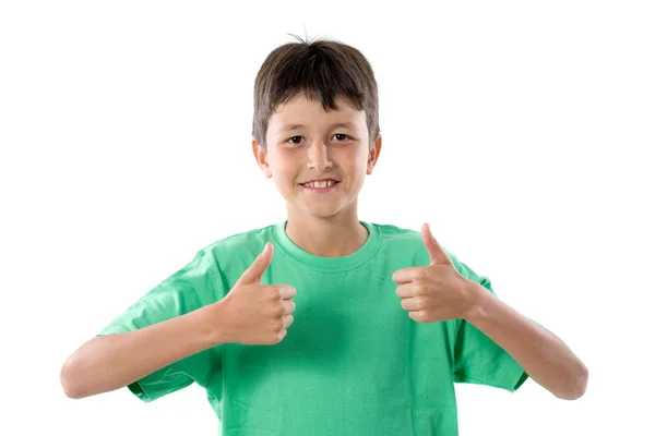 Rapaz feliz dizendo OK — Fotografia de Stock