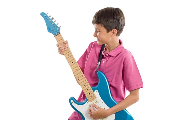 Niño con guitarra eléctrica — Foto de Stock