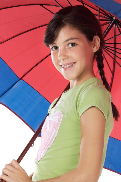 Dívka drobet Deštník — Stock fotografie