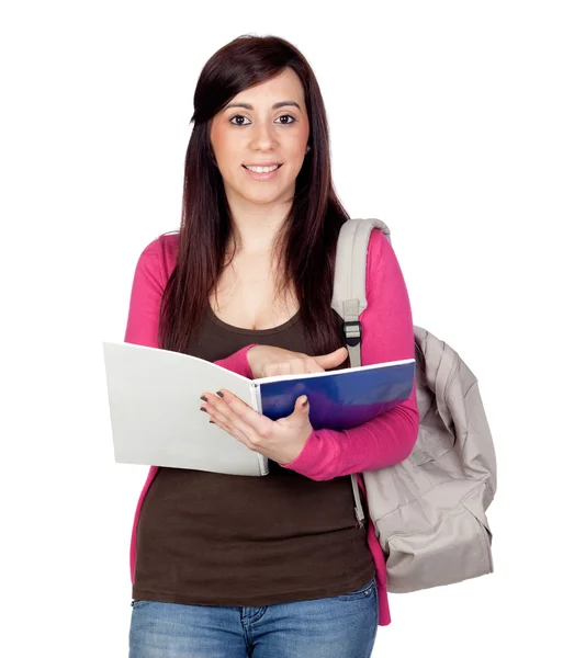 Menina estudante com um caderno — Fotografia de Stock