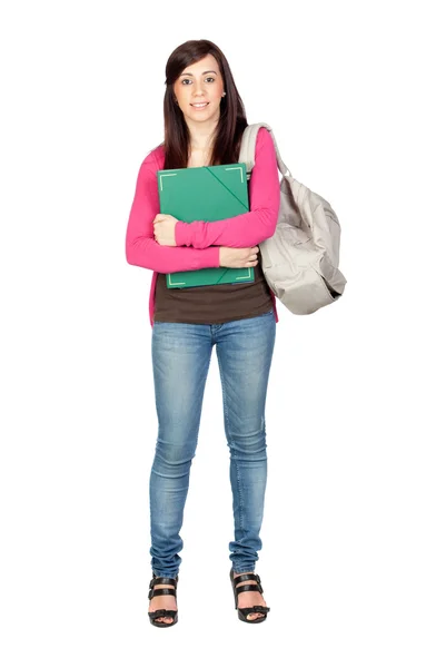 Studentka s batohem — Stock fotografie