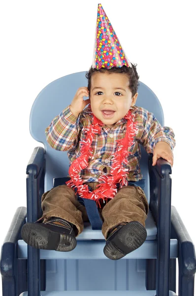 Adorable boy celebrating your birthday — Stock Photo, Image
